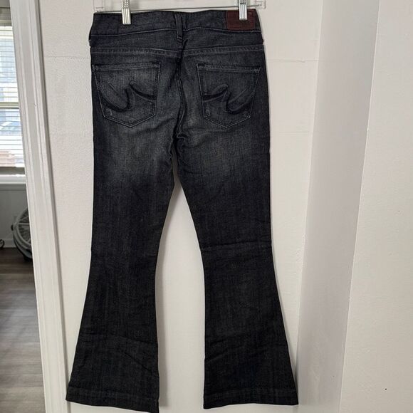 Express Y2K Women's Dark Gray Flare Jeans Size 0 - Picture 2 of 10